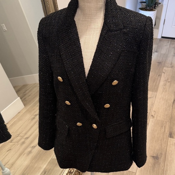 Jason Wu Textured Black Blazer with Gold Accents - Picture 2 of 7